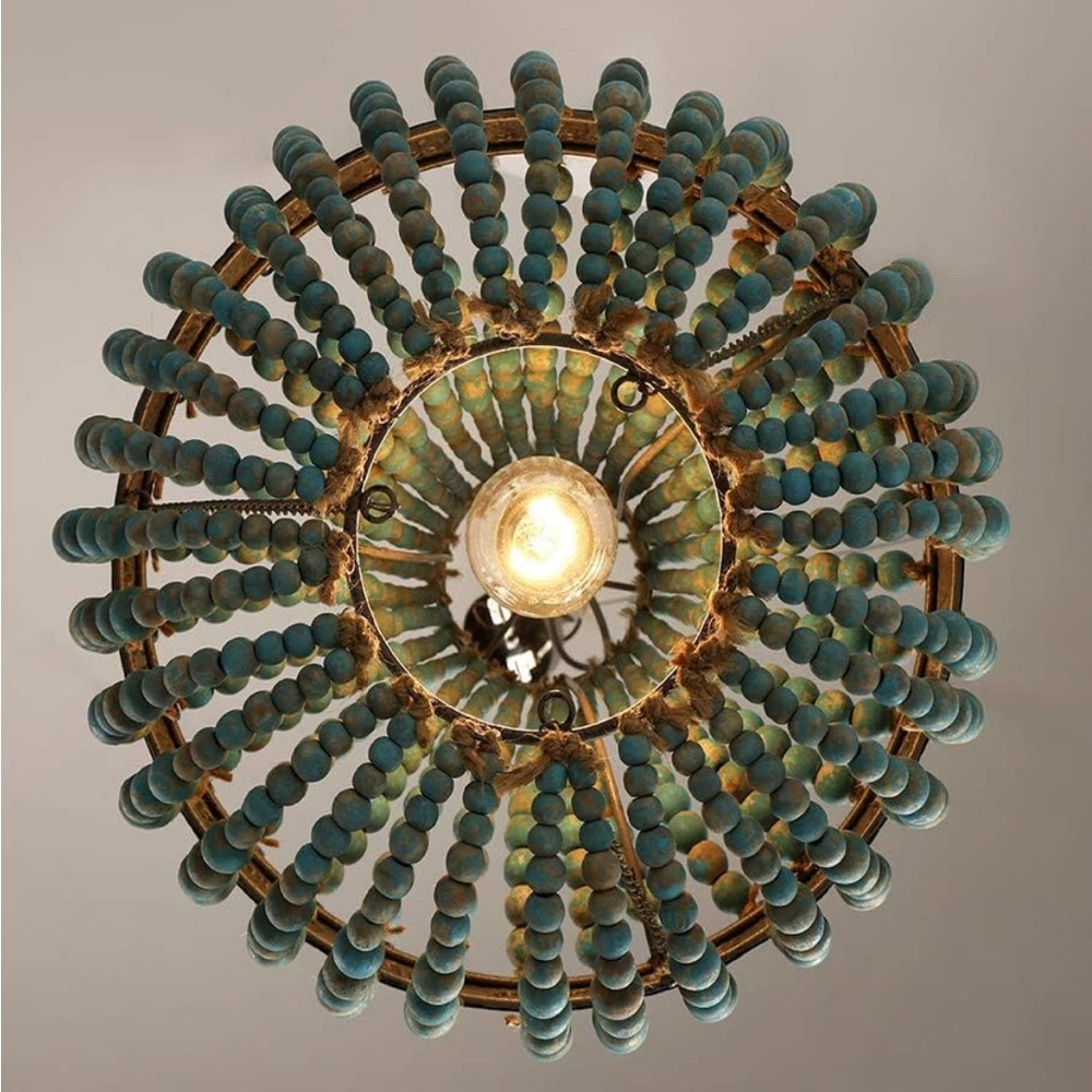 Chic Blue Beaded Chandelier - Picture 2 of 5